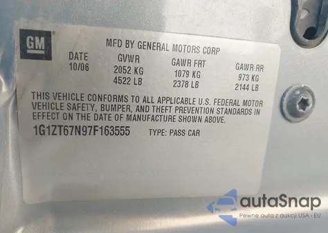 2007 Chevrolet Malibu Maxx Lt из США, поврежденный, VIN 1G1ZT67N97F163555